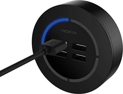 Original Nokia 8P00000048 4-Port Ladegerät 'AC-301' mit 4 LEDs Schwarz
