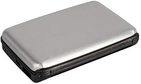 Kreditkartenetui aus Aluminium mit Mini Power Bank 2500 mAh - Micro-USB-Ladekabel Beigelegt - Externe Handyakkus - RFID Blocker Kartenhülle - Geldklammer - Cardholder Wallet - Portable Charger