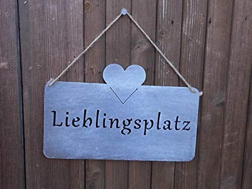 Dekoratives, stabiles Eisenschild LIEBLINGSPLATZ 25 cm grau Geschenk
