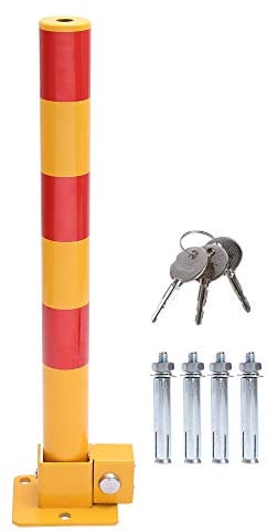KATSU Bolardo de Bloqueo de Espacio para Estacionamiento de Automóviles Bloqueable Plegable Poste de Barrera de Parking de Coche, Amarilla y Roja, 60cm de Altura