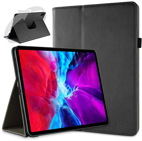 doupi Deluxe Protección Funda para iPad Pro 12,9 Pulgadas 2020, 2021, Smart Sleep/Wake Up función 360 Grados giratoria del Caso del Soporte Bolsa, Negro
