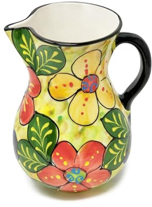 Verano Spanish Ceramics Classic Spanish Hand Painted Decorative Floral Pattern Vase Serving Jug - 2L Floral