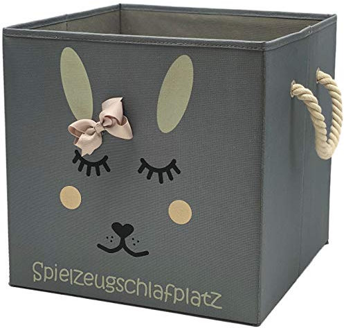 Sappralot Kids - Hase Aufbewahrungsbox grau für Kinder, Baby Aufbewahrungskorb, schöne praktische Spielzeugkiste für jedes Kinderzimmer, kompatibel mit IKEA Kallax Regale (33x33x33), Hase (graubeige)