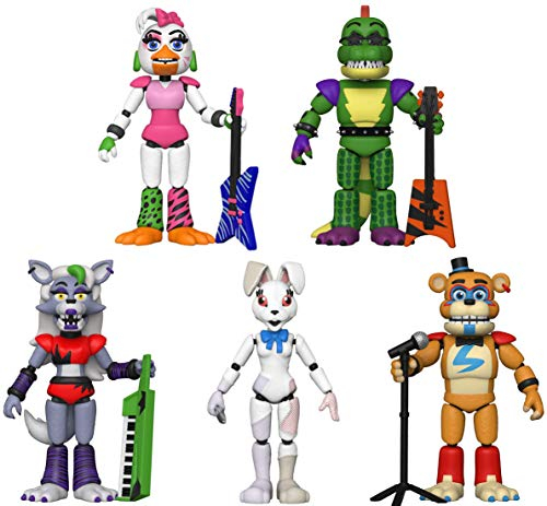 Funko Five Nights at Freddy's Security Breach Action Figure Set of 5 – Glamrock Chica, Montgomery Gator, Roxanne Wolf, Vanny, Glamrock Freddy Bundle