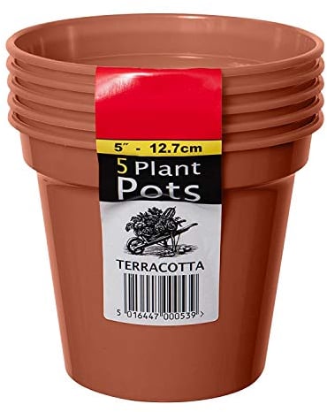ACCURATE Garden Pot (Set of 5) Ideal for cultivation of cuttings or pricking out-Terracotta COLOUR- Size (5 inch/12.7 cm) (1)