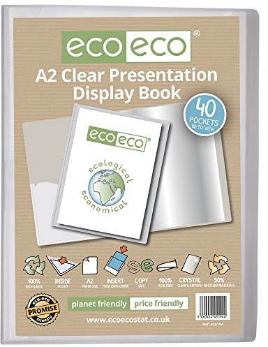 eco-eco – Porte-vues transparent avec 40 pochettes en plastique 50% recyclé, format A2 - eco104