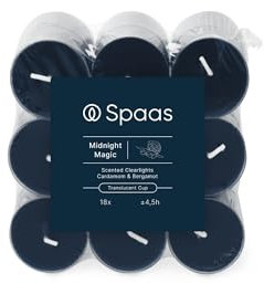 Spaas - Lumini in contenitore trasparente, confezione da 18, 4,5 ore - Midnight Magic