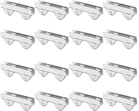 UFUAMATE Porte en verre Pinces de roue, 16pcs Argent Métal Armoire Rouleau de porte en verre Vitrine Porte en verre Pinces de poulie pour Portes en verre d'épaisseur de 5-6mm
