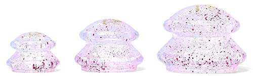 CRYSTALLOVE Coppette Massaggio Silicone - 3 pezzi - Massaggio del corpo - Massaggiatore per la cellulite - Set per coppettazione anti-cellulite con glitter - Coppa per Massaggio