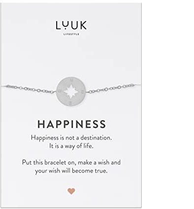 LUUK LIFESTYLE Armband mit Kompass | Globus Anhänger, alltagstauglich & wasserfest, verstellbare Kettenlänge, Freundschaftsarmband, basic Modetrend, Glücksbringer, Silber