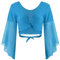 Jowowha Damen Bolero Jäckchen Bauchtanz Kostüm Schulterjacke Langarm Shrug Cardigan Tops Latein Tanz Ballettjacke Kurz Oberteile Himmel Blau Einheitsgröße