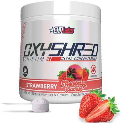 EHPlabs OxyShred Non-Stimulant Shredding Supplement - Promotes Shredding, Energy Booster, Pre-Workout, Mood Booster - Strawberry Sunrise, 60 Servings