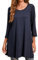 Enmain Navy Blue Tunic Top for Women Causal Long Sleeve Longline Blouse Swing Tunic Top Loose Blouse T Shirt Round Neck Stretch Comfortable Holiday XXL