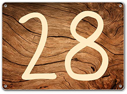 banjado® Hausnummernschild personalisierbar Motiv Trockenes Holz - Hausschild personalisiert Draußen mit Straßennamen möglich - Hausnummernschild Edelstahl versch. Motive - inkl. Montagematerial