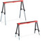 Relaxdays Cavalletto da Lavoro, Set da 2, Regolabili su 12 Altezze, Regge 150 kg, Pieghevole, Banco da Falegname, Rosso, Acciaio