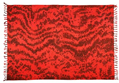SAIVONA Pareo Sarong Strandtuch Damen - Wickelrock Strand - Handtuch Blickdicht als Wickeltuch oder Handtuchkleid und Wickelkleid Damen - Handarbeit aus Fair Trade Herstellung Batik Rot Töne