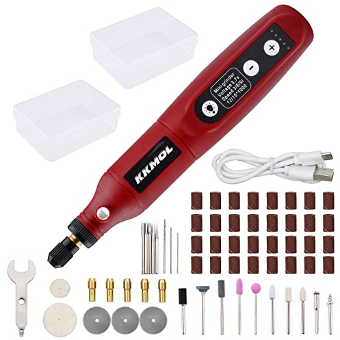 Cordless Rotary Tool - Electric Mini Drill with 5 Variable Speed and 61 Accessories, Grinder Grinding Set for Polishing/Carving/Cutting/Cleaning/Sharpening DIY Tool Kit