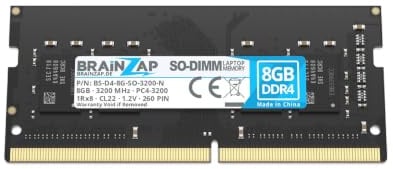 BRAINZAP 8GB DDR4 3200MHz PC4-3200 SO-DIMM CL22 1Rx8 1.2V Unbuffered Non-ECC RAM Arbeitsspeicher für Notebook Laptop Speichermodul Memory