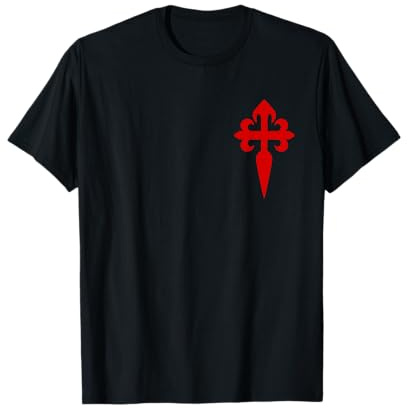 Camino de Santiago Hemd klein rotes Schwert Kreuz links Brust T-Shirt