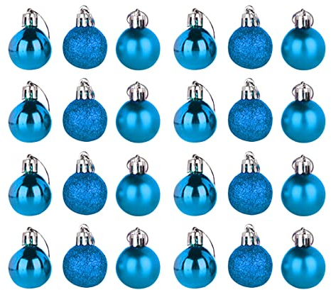 TianWlio Weihnachtsbaum Anhänger Weihnachtsdeko Kugel Kunststoff Weihnachtskugel Anhänger 3cm 24STK Wohnwagen Geschirr