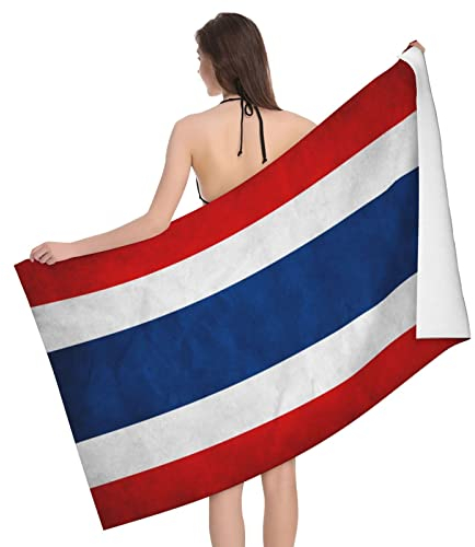 Strandtuch Flagge Thailands Strandhandtuch Tragbares Badehandtuch Mikrofaser Schwimmhandtücher Für Fitness Wandern Yoga,80X130Cm