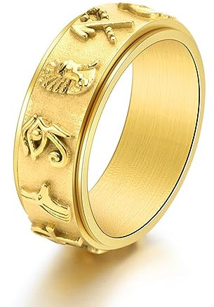MIATCENRT Vintage-Ring Für Männer – Drehbarer Ring Mit Antikem Ägyptischen Symbol, Modischer Unisex-Herrenring, Personalisierter Hip-Hop-Schmuckring Im Ethnischen Stil, Wie Abgebildet, 9