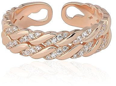 Anello da pollice in argento 925 per donna Anello d'oro impilabile e delicato Anello d'amicizia fatto a mano con torsione impilata (Oro rosa)