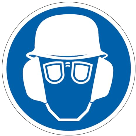 M183 - Tragen von Helm, Brille und Gehörschutz Pflicht - Pflichtsignal - Maße nach Wahl - Norm ISO 7010