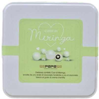 Scatola da 700 grammi di confetti papa CUORE DI MERINGA con pirottini inclusi IN SCATOLA DI LATTA ELEGANTE E DI IMPATTO | VARI COLORI DISPONIBILI (Verde)