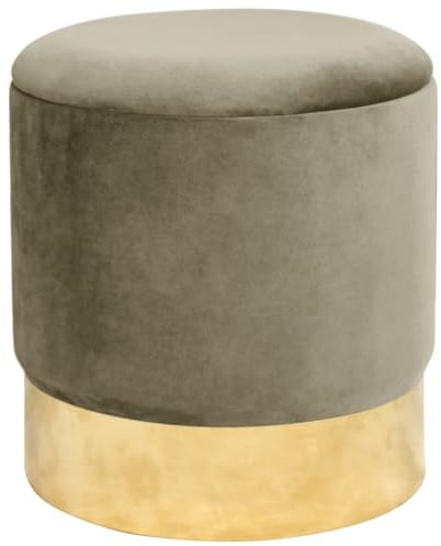 AKORD Sitzhocker GOLDEN aus Velours mit Ablage 39 cm | | Pouffe | Fußhocker | Ablage für kleine Gegenstände | Velours Gepolstert | Gesteppter Pouf | B39 x H40 x T | Gewicht 5,70 kg | Beige/Beige