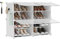 SONGMICS Mueble Zapatero Plástico, 4 Compartimentos para 16 Pares de Zapatos, con Puertas, Estructura de Acero y Estantes de Plástico, Armario para Dormitorio, Blanco Nube y Transparente LPC032W01