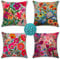 4er Set Wasserdichter Kissenbezug 45x45 cm Wasserdichter Leinen Outdoor Kissen Bunt Blume Dekokissen Sofakissen Kissenbezüge mit Verstecktem Reißverschluss für Outdoor Garten Auto Zuhause Dekoration