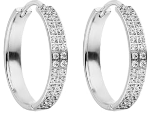 PURELEI® City Lights Ohrringe (Silber) – Damenohrringe aus langlebigem Edelstahl – Wasserfeste Ohrringe Damen – 2,4 cm Durchmesser – Modeschmuck für deinen individuellen Look