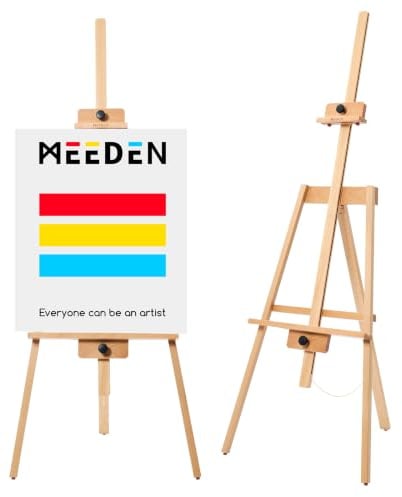 MEEDEN Art Easel Stand for Painting: Holds Canvas up to 43 Painting Easels | Beech Wood Adjustable Easel - Height & Angle Wooden Artist Easel for Adults Paint Wedding Sign Poster Display - Natural