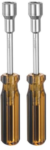 sourcing map 2pcs Metric Hex Nut Screwdriver 12mm Carbon Steel Ergonomic PVC Grip Non-Magnetic Socket Wrench Screwdriver Hand Tool for Automotive Maintenance Home Improvement.