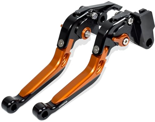 MTCRIGHTER Einziehbarer klappbarer Bremshebel Kupplungshebel für KTM 990 1290 Super Duke R/GT/ RC8 / R, CNC-Aluminiumlegierung hergestellt (Orange)