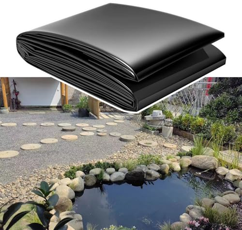 Gartenteich Koiteiche Hochbeet Folie Wasserdicht, Teichfolie 2x2m 2x3m 3x3m 4x4m 5x5m Hdpe 0,5mm Stark, Zuschnitt Teichmembran Undurchlässige für Fischteich,Brunnen,Bachlauf,Wassergarten,Wasserfall (