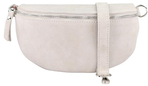 BLADE Bauchtasche Damen, Handgemachte Wildledertasche, Crossbody Bag, Gürteltasche Echtes Leder mit Ledergurt, 3 Größen, Stylische Umhängetasche aus Italien, Geschenk für Sie, Ledertasche-Creme