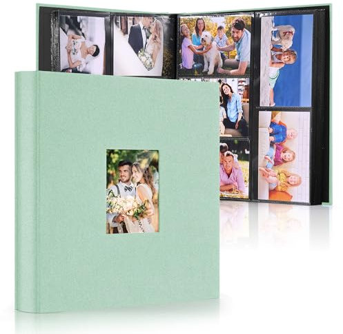 DazSpirit Álbumes de fotos de 6 x 4 pulgadas, 600 bolsillos, cubierta de lino personalizable de 10 x 15 cm, gran capacidad, bolsillos deslizantes, ideal para álbumes de boda, libros de fotos