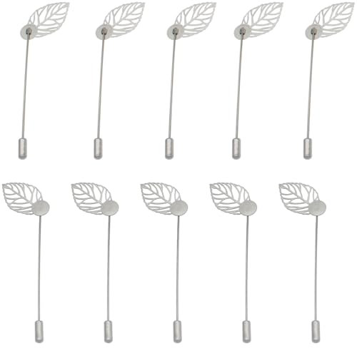 HAJXZH 20 Stück Blatt-Brosche, Tablett, Anstecknadel, Sicherheitshut, Anstecknadel für Revers, Kleid, Abzeichen, Schal, Hut, Dekoration (86 x 32 mm, Silber)