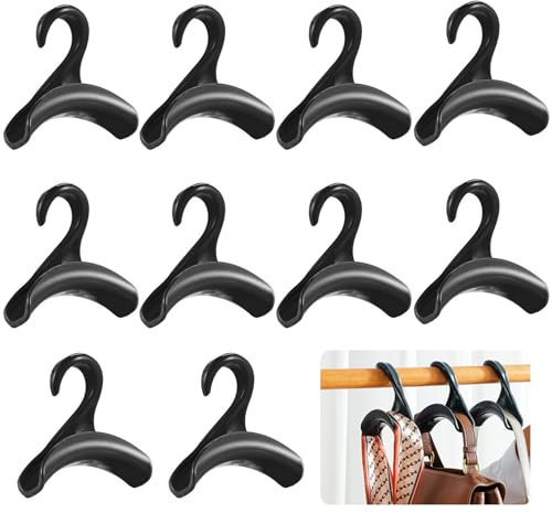 aghoer Ganchos para colgar bolsas, 10 perchas para bolsos, ganchos de almacenamiento para bolsos, ganchos para bolsos, ganchos para bolsos, mochilas, color negro