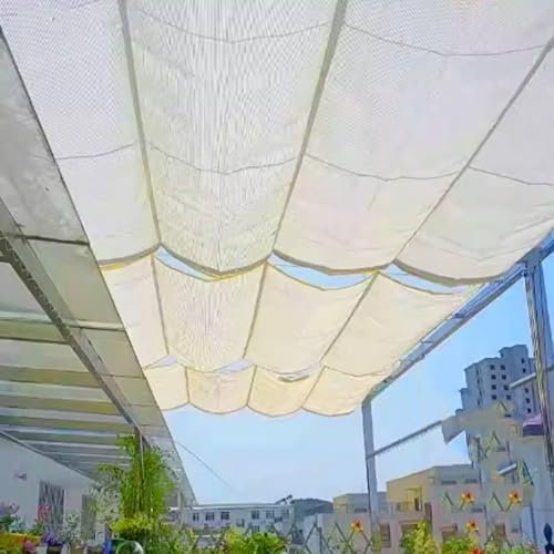 Geovne Voile d'Ombrage de Vague,Couverture d'Ombre Filtrant la Lumière,Extendable Shade Cover Kit,Auvent Perméable,Tissu d'Ombre Blanc,Filet d'Ombrage à 80%,pour Pergola en Bois (0.9x5m/3x16.4ft)