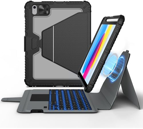 Nillkin for iPad (A16)11th/10th Gen Magnetic Keyboard Case,Detachable Keyboard,Slide Camera Cover,7 Backlight Colors,Precise Trackpad,Compatible with iPad 11th/10th Generation (2025/2022),Black