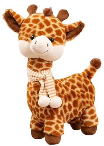 champracer Stofftier Plüschtie Niedliche Giraffe Plüschpuppe Hirsch Geburtstagsgeschenk Kinder schlafen mit Puppenschal Langer Hals (55 cm)