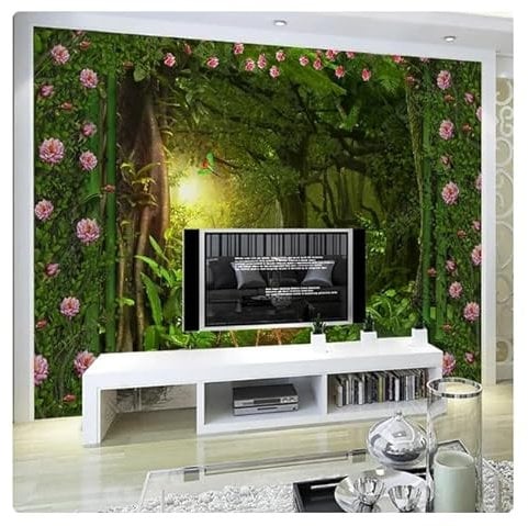 DURNYDJZIOA Photo Wallpaper Mural Jungle Book Sika Deer Mural Painting Park Landscape Mountain and Water for Living Room Study Room*430cmx300cm(169.3x118.1inch)