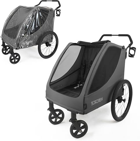 509 Trekker II, Multi Use Wagon Stroller for 2 Kids from 6m Up, for Pet, for Cargo, A 4-Wheel Push Wagon, Max Load 50kg, Include Raincover