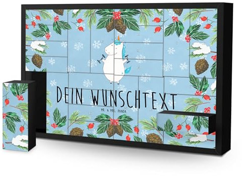 Mr. & Mrs. Panda Personalisierter Befüllbarer Adventskalender Einhorn Fitness - Personalisierte Geschenke, Geräte, Gym, Unicorn, Einhörner, Sixpack,