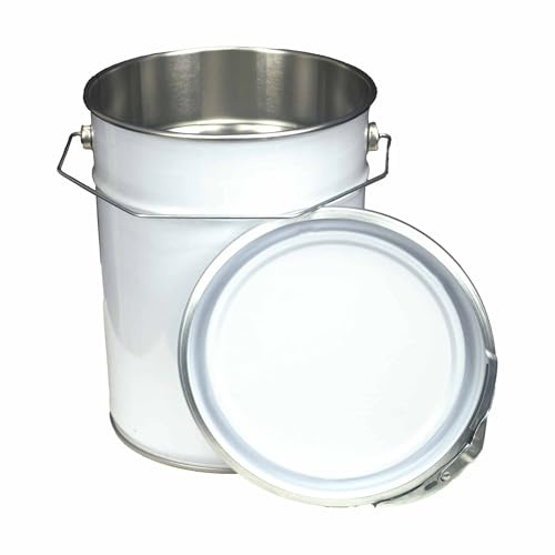 ITP Packaging 5 Litre Metal Tin Pail Bucket Drum with Lid 50 Pack | Ring Closure, Plain Interior