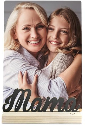 Elbeffekt - Mama Geschenk: Schriftzug mit Fotografie Holzbild - Mama Geburtstagsgeschenk, Wohnzimmer, Schlafzimmer