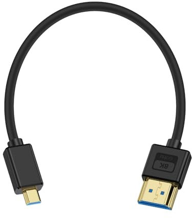 Maxhood Ultra Thin Short HDMI to Micro HDMI Cable 0.3M, Soft Slim 8K Micro HDMI to HDMI Cable High Speed 48Gbps Micro HDMI 2.1 Cable Compatible for Raspberry Pi 5 4, Hero 9/8/7